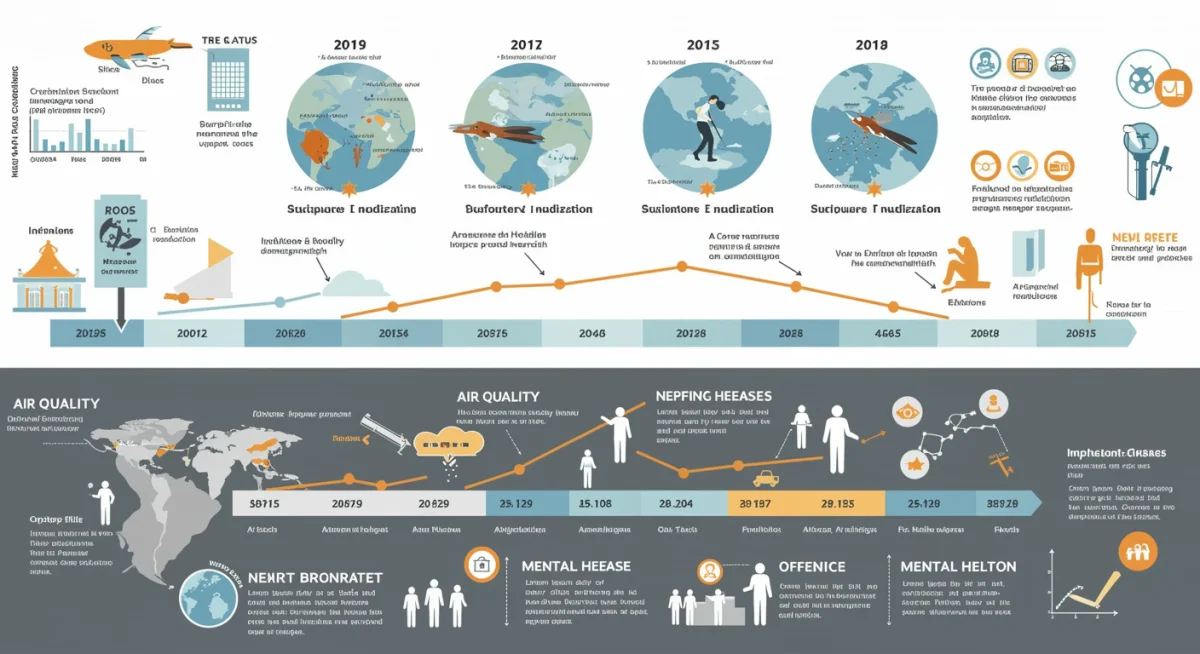 Infographic illustrating projected climate impacts on health and policy interventions.