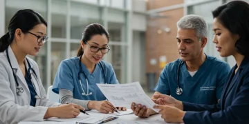 Diverse group collaborating on health equity policy documents for 2025 directives