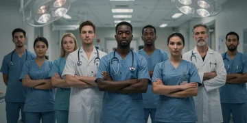 Diverse healthcare team showing resilience against burnout