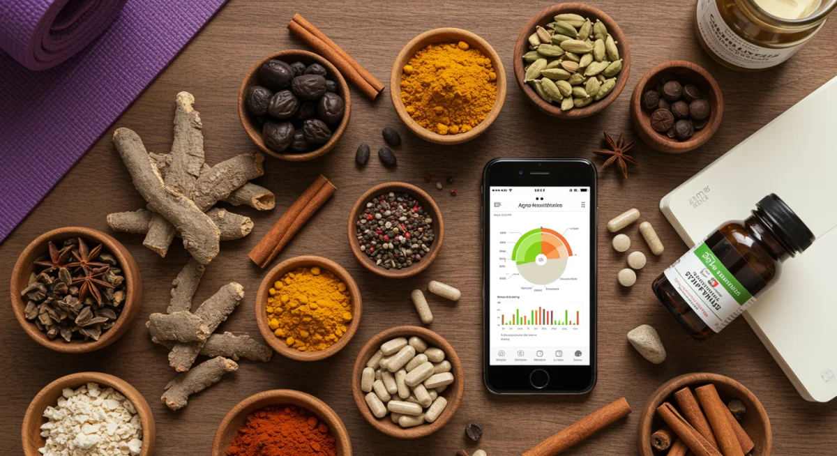 Ayurvedic herbs, modern supplements, and health tech for integrated wellness