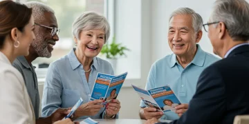 Seniors discussing Medicare Advantage plans with a healthcare professional