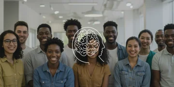 Diverse individuals connecting, symbolizing mental health support and community in 2025