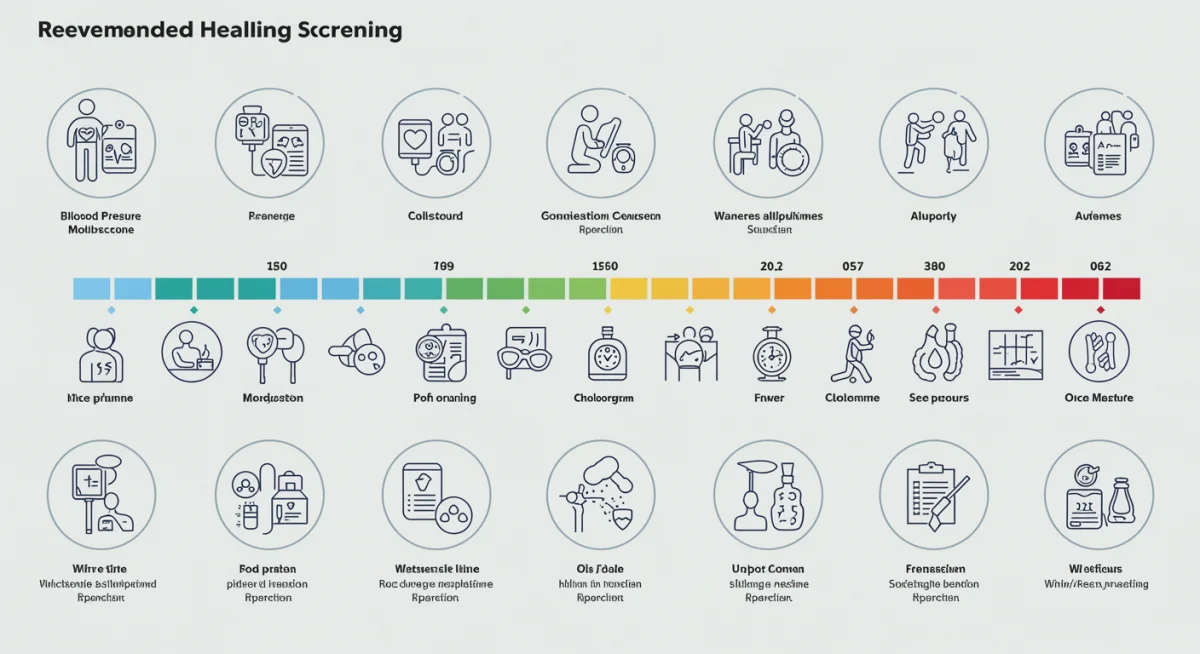 Infographic detailing recommended preventative health screening timeline by age