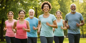 Group of adults over 40 enjoying outdoor activities, symbolizing proactive health