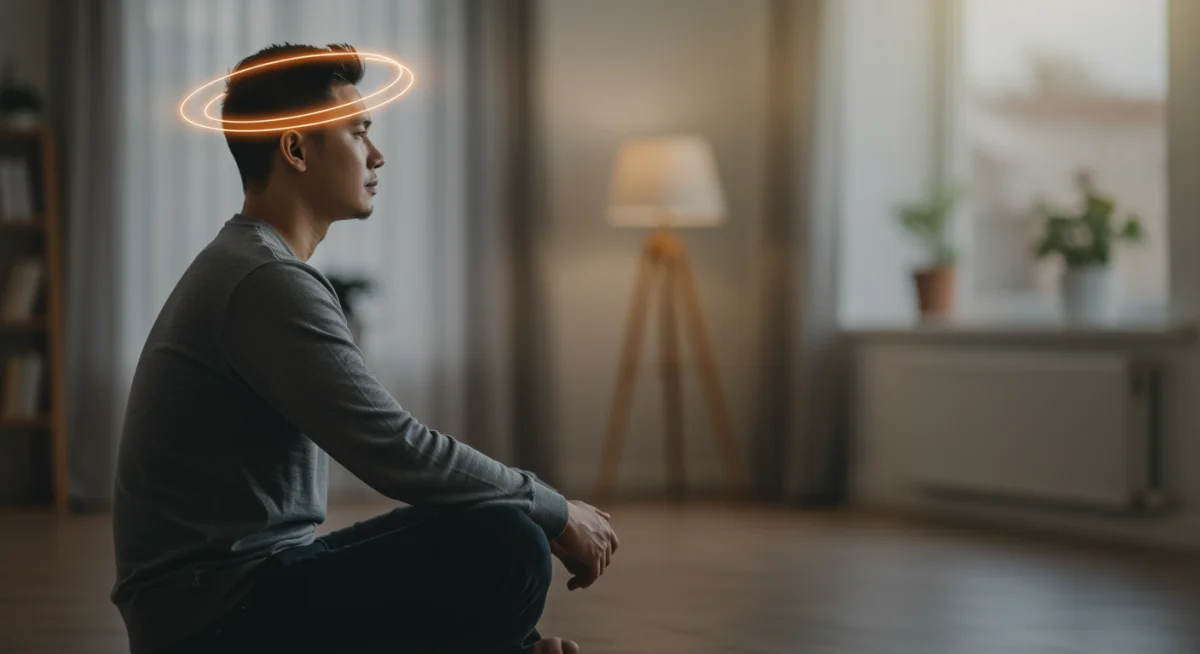 Individual practicing self-reflection for emotional self-awareness.