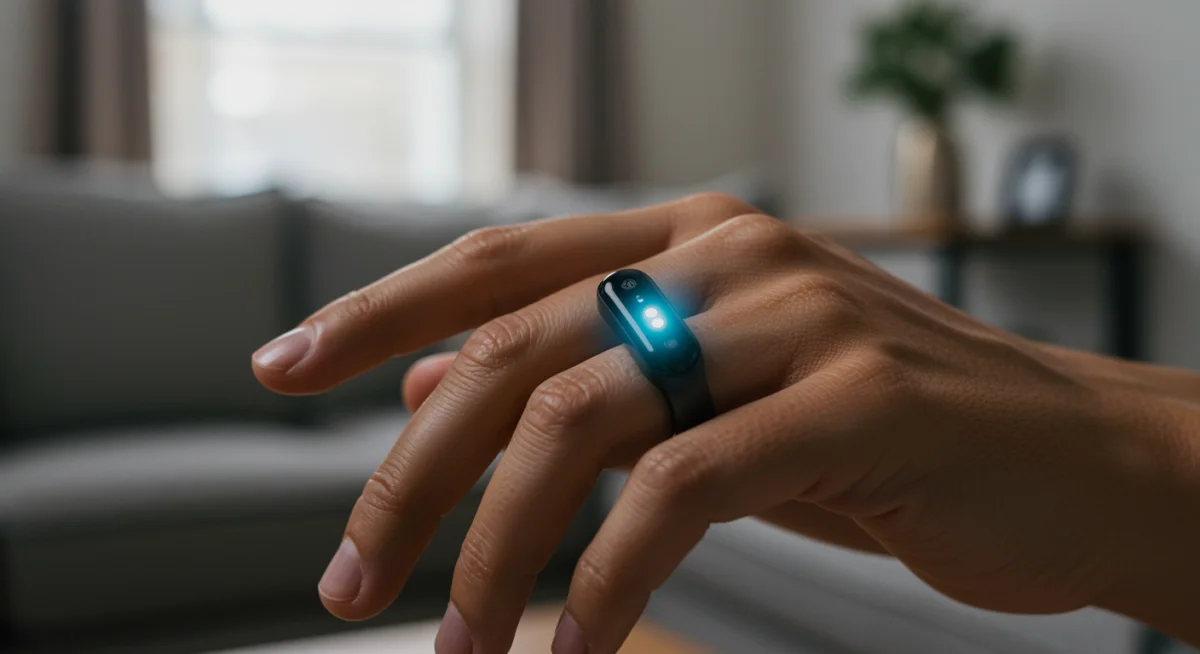 Smart ring actively monitoring health data on a finger