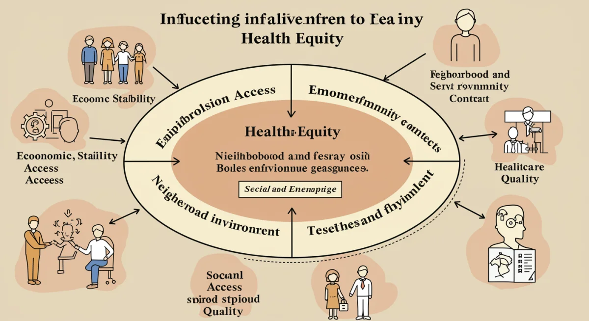 Infographic depicting social determinants of health and their impact on health equity
