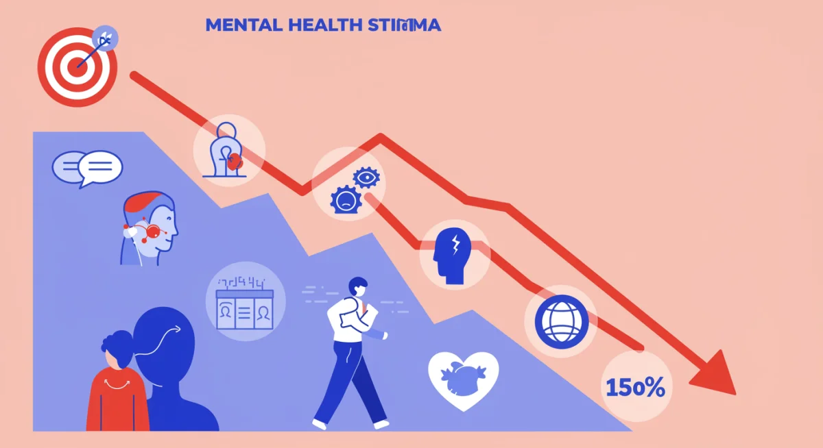 Chart showing a 15% reduction target for mental health stigma by 2025