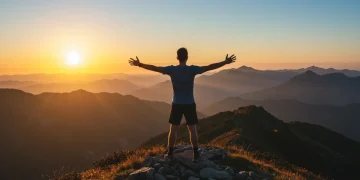 Sunrise on mountain peak, symbolizing strong mental resilience