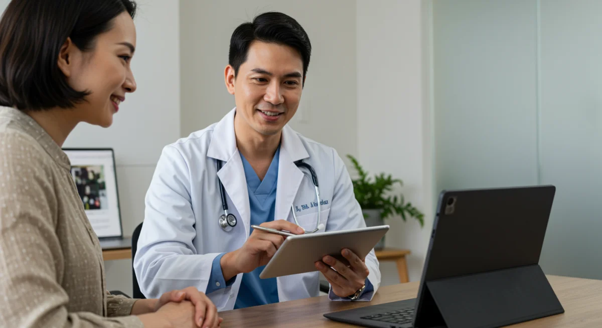 Doctor and patient engaging in a telehealth consultation
