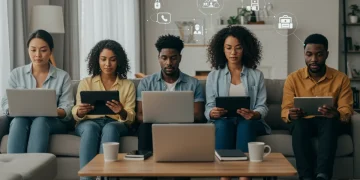 Diverse Americans engaging in virtual mental health therapy sessions in 2025.