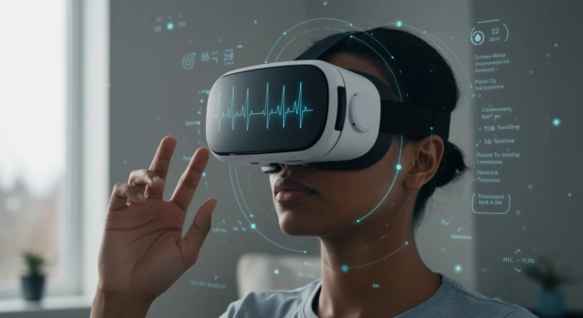 Individual using virtual reality for personalized mental wellness therapy