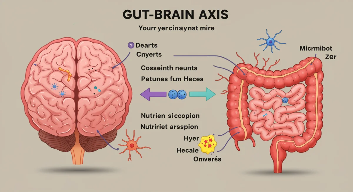 Infographic depicting the intricate communication pathways of the gut-brain axis, highlighting its role in mental well-being.