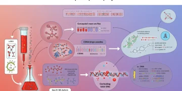 Illustration of liquid biopsy process, showing blood draw, lab processing, and ctDNA analysis for cancer detection.